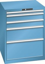 LISTA Schubladenschrank 36x36E (BxTxH) 717x725x850mm AUTO Lock, Lichtblau, 5 Schubladen, Fronthöhen: 50-300 mm, 14.505.010.A