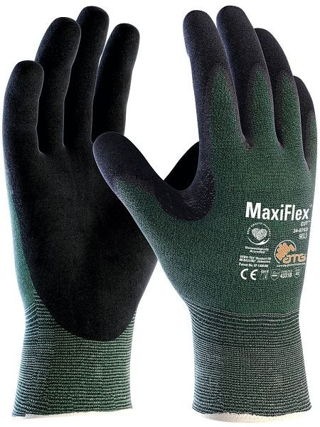 ATG MaxiFlex Cut Schnittschutz-Strickhandschuhe (34-8743V), Automatenverpackung, Farbe: grün/schwarz, Größe: 12, VE: 12 Paar, 2790-12