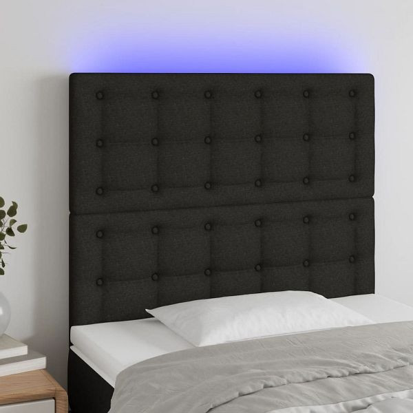 vidaXL LED Kopfteil Schwarz 100x5x118/128 cm Stoff, 3122850