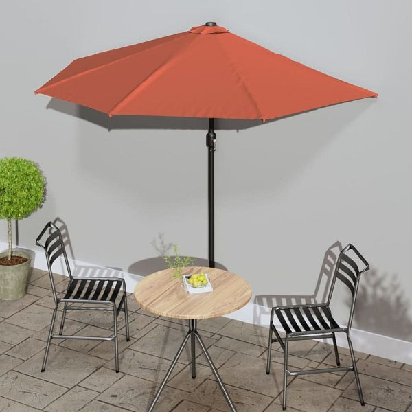 vidaXL Balkon-Sonnenschirm Alu-Mast Terrakotta 270x144x222cm Halbrund, 312499