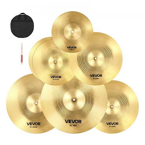 VEVOR Beckenset 355mm HiHat 400/455mm Crash 505mm Ride 254mm Splash 400mm China (10 14 16 18 20 Inches), CPTZCPTZ5ZXGBITH1001V0