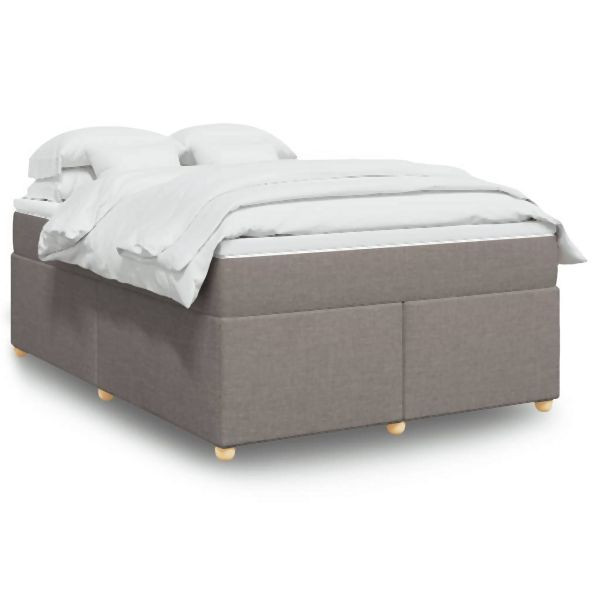 vidaXL Boxspringbett mit Matratze Taupe 140x200 cm Stoff, 3285384