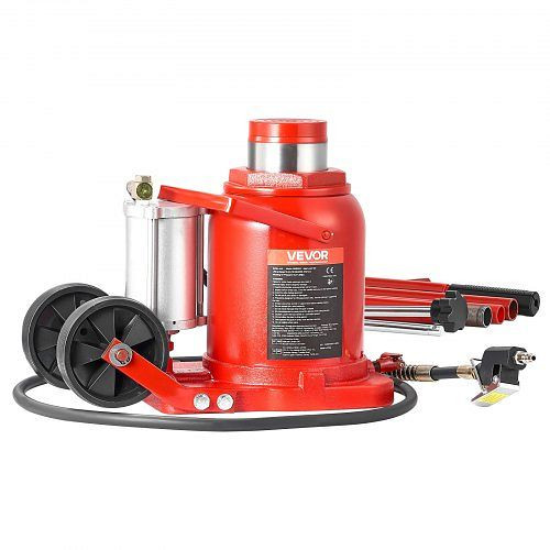 VEVOR pneumatischer Wagenheber 50 t, 265–410 mm Hub, lufthydraulisch/manuell, mit Pumpe für SUV, Pickup, Lkw, Rot, QDPSQJD50TZJ7NAL6002V0