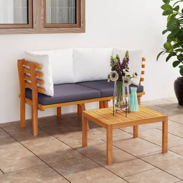 vidaXL 2-Sitzer-Gartensofa mit Kissen Massivholz Akazie, 316264