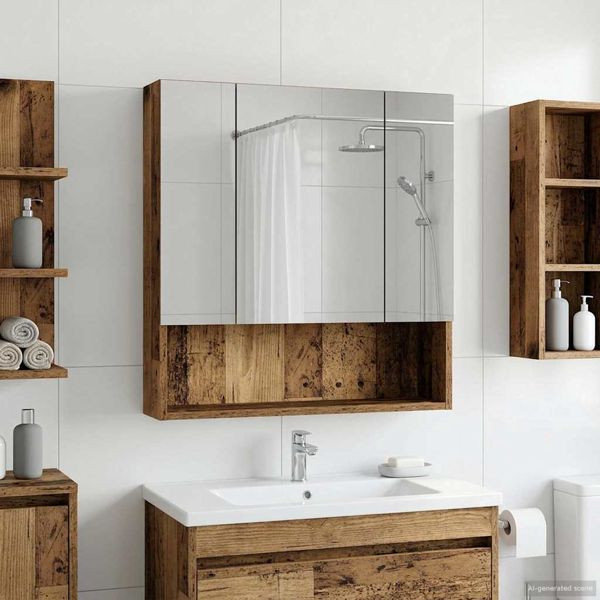 vidaXL Badezimmerspiegelschrank mit Regal Altholz 60 x 14.5 x 70 cm, 889189
