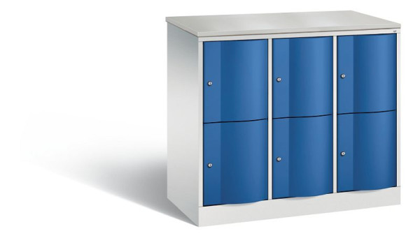 C+P Schließfachschrank, 6 Fächer,H1077xB1148xT540mm,Grau/Enzianblau/DBSHellgrau, 8472-372 S10058