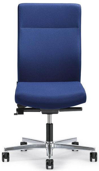 Deskin Bürodrehstuhl D001 ohne Armlehnen, Fußkreuz Aluminium poliert, Bezug Stoff Delta1, Farbe blau, 289459
