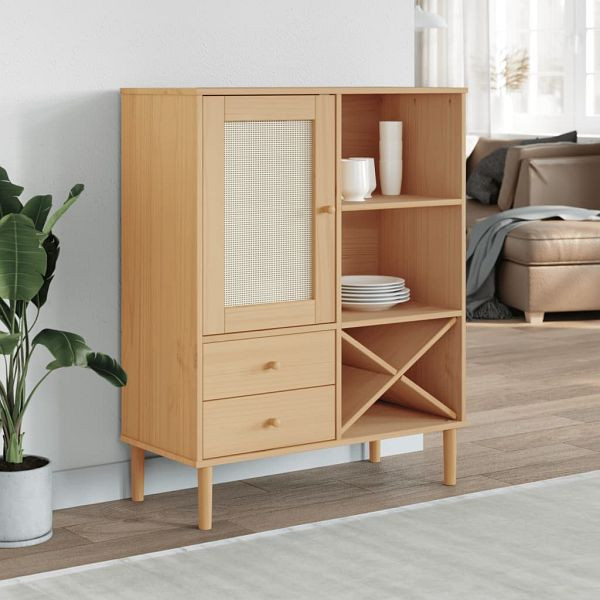 vidaXL Highboard SENJA Rattan-Optik Braun 90x40x112 cm Kiefernholz, 358052