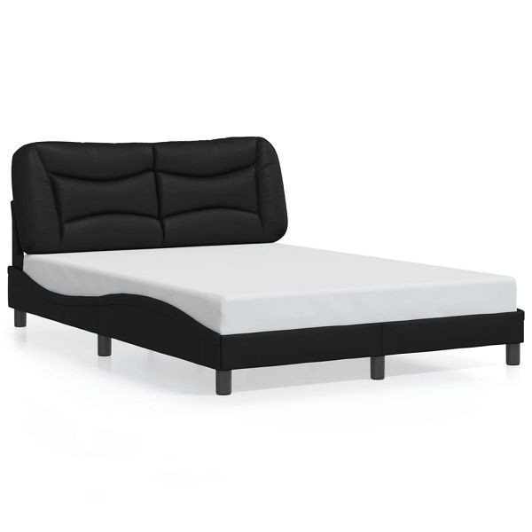 vidaXL Bettgestell mit LED Schwarz 140x190 cm Kunstleder, 3213927