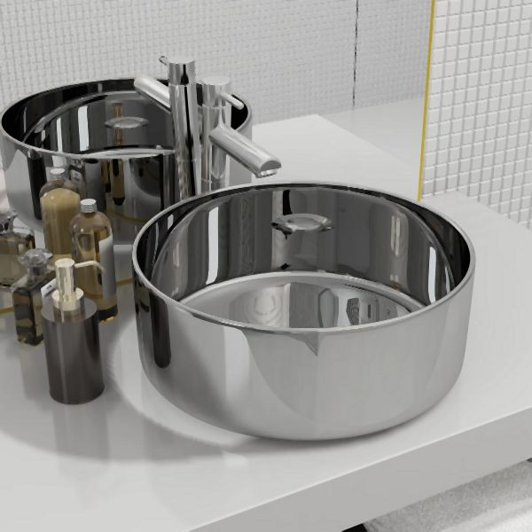 vidaXL Waschbecken 40 x 15 cm Abmessung Keramik Silbern, 143499