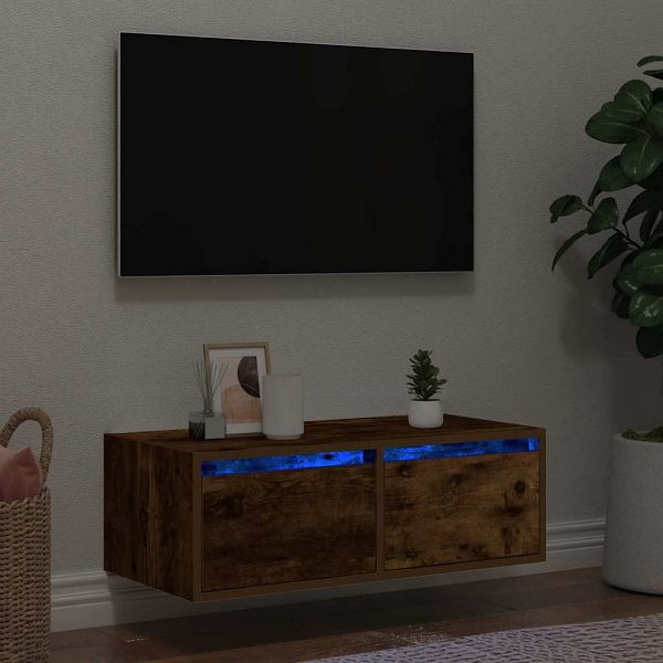 vidaXL TV-Schrank mit LED-Leuchten Räuchereiche 75x35,5x25 cm, 860233