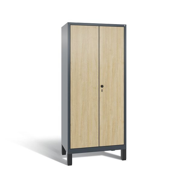 C+P Putzmittel-Spind Evolo, 2 Abteile, H1850xB810xT500 mm, Anthrazit/HPL Eiche, 48110-02 S10185
