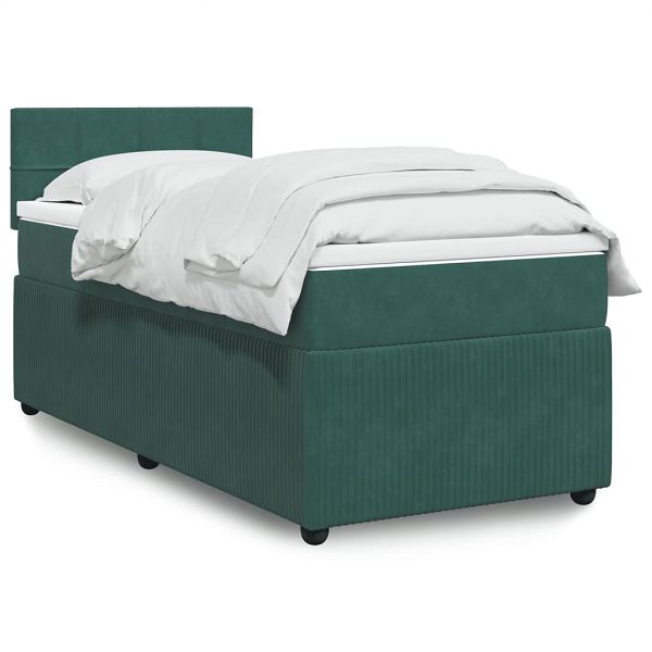 vidaXL Boxspringbett mit Matratze Dunkelgrün 80x200 cm Samt, 3289893