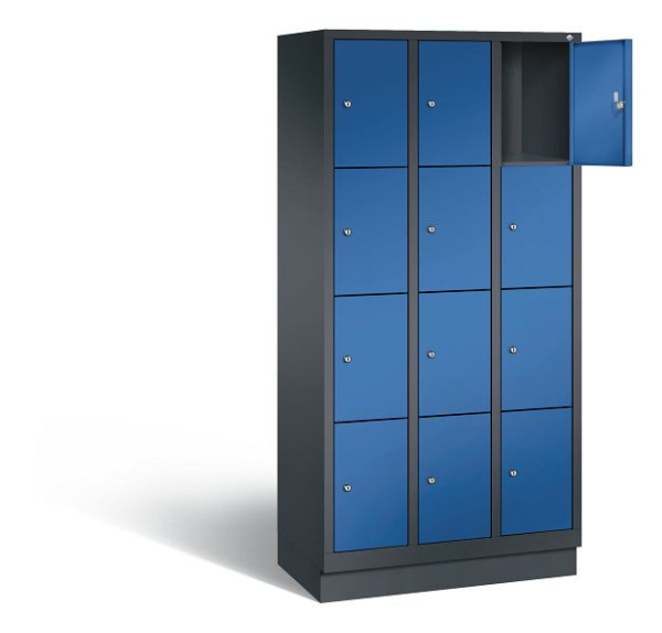 C+P Schließfachschrank Evolo, H1800xB900xT500mm, Farbe: Schwarzgrau / Enzianblau, 48020-304 S10024