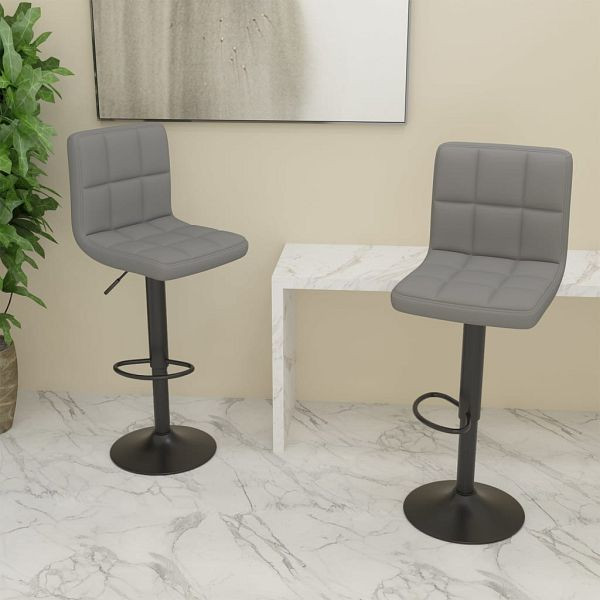 vidaXL Barhocker 2 Stück Hellgrau Stoff, Polyester, 334282