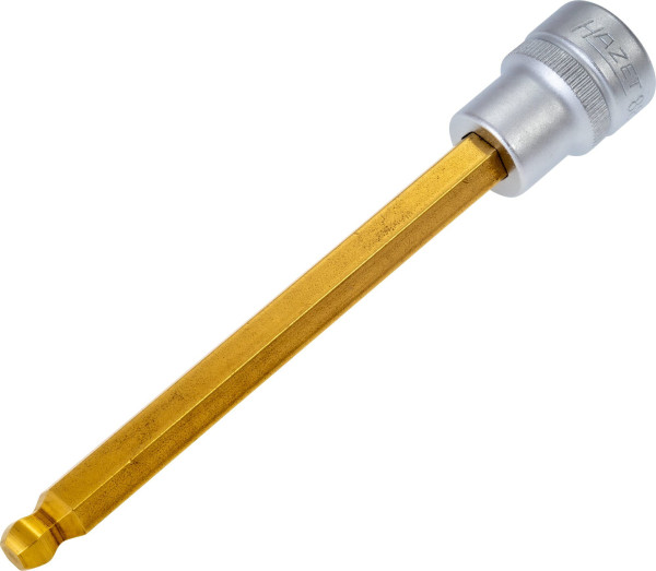 Hazet Schraubendreher-Steckschlüsseleinsatz, Vierkant hohl 10 mm, Innen-Sechskant Profil, 7 mm, Lange Ausführung Mit Kugelkopf, 8801KK-7