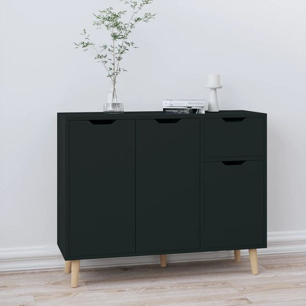 vidaXL Sideboard Schwarz 90x30x72 cm Holzwerkstoff, 326814