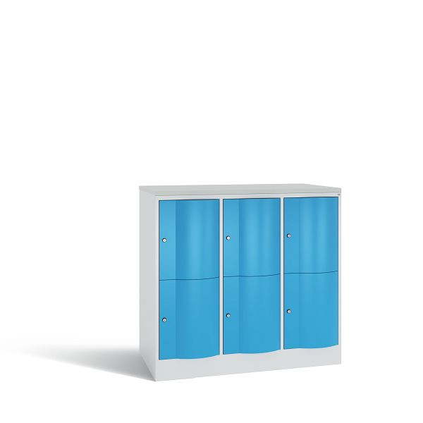 C+P XL-Schließfachschrank, 6 Fächer,H1077B1148T640mm,Grau/Lichtblau/DBSHellgrau, 8472-373 S10112