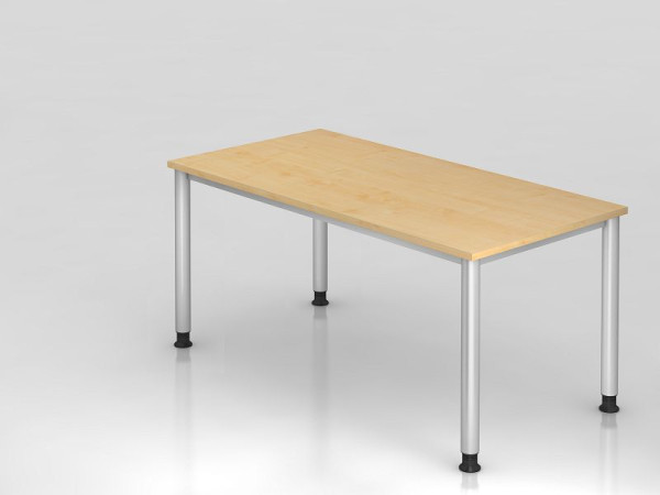 Hammerbacher Schreibtisch 4 Fuß rund 160x80cm Ahorn/Silber, Rechteckform, VHS16/3/S