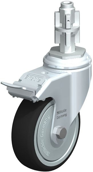 Blickle LKRA-PATH 101K-11-FI-FK-E14 Apparate-Lenkrolle mit Expander & Feststeller, Thermoplastisches Polyurethan, Grau, 848803