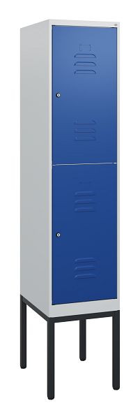 C+P Doppelstöckiger Spind Classic PLUS, Gestell, 1950x400x500mm, 7035/5010, Zylinderschlösser, 0803305-12 S10033