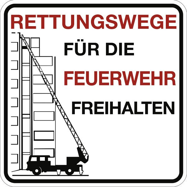 Moedel Rettungswege für die Feuerwehr freihalten, Aluminium, reflektierend RA1, 500x500 mm, 60300