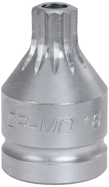 KS Tools 3/4" Kraft-Bit-Stecknuss Vielzahn mit Bohrung, kurz, M16, 515.0012