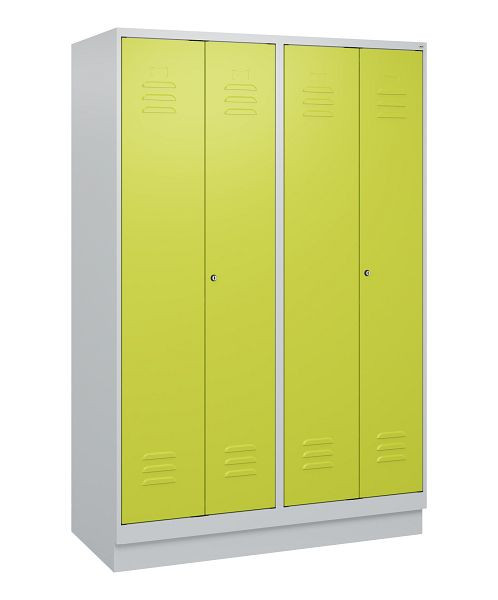 C+P Umkleidespind Classic PLUS, Doppel-Spind, Sockel, 4 Abteile, 1800x1200x500mm, 7035/0024, Zylinderschlösser, 0800227-40P S10025