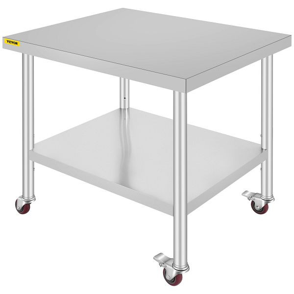 VEVOR Arbeitstisch 91 x 76 x 82 cm Edelstahl Catering Arbeitstisch 160 kg für Belastbarkeit, CFGZT30X36X34YC01V0