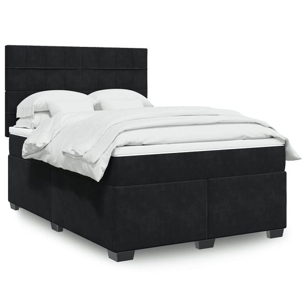 vidaXL Boxspringbett mit Matratze Schwarz 140x190 cm Samt, 3293208