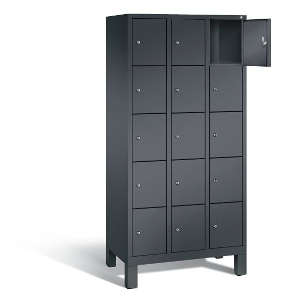 C+P Schließfachschrank Evolo, H1850xB900xT500mm, Farbe: Schwarzgrau, 48010-305 S10016