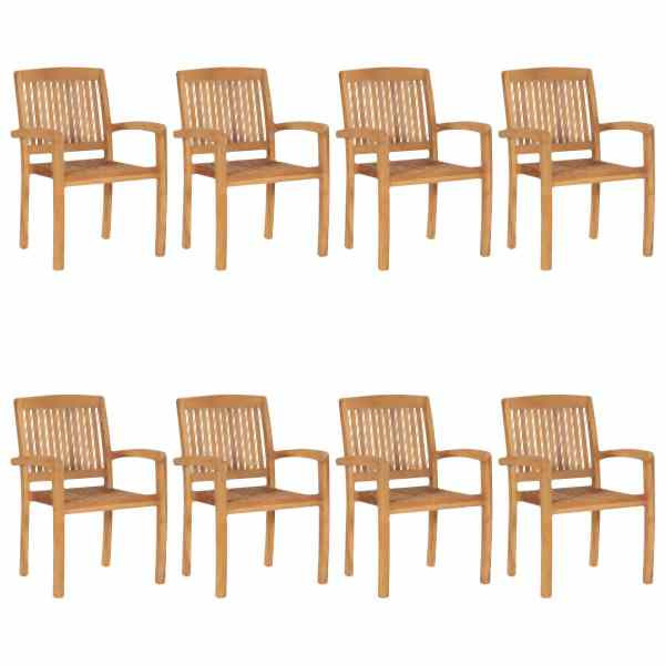 vidaXL Stapelbare Gartenstühle 8 Stück Massivholz Teak, 3073209