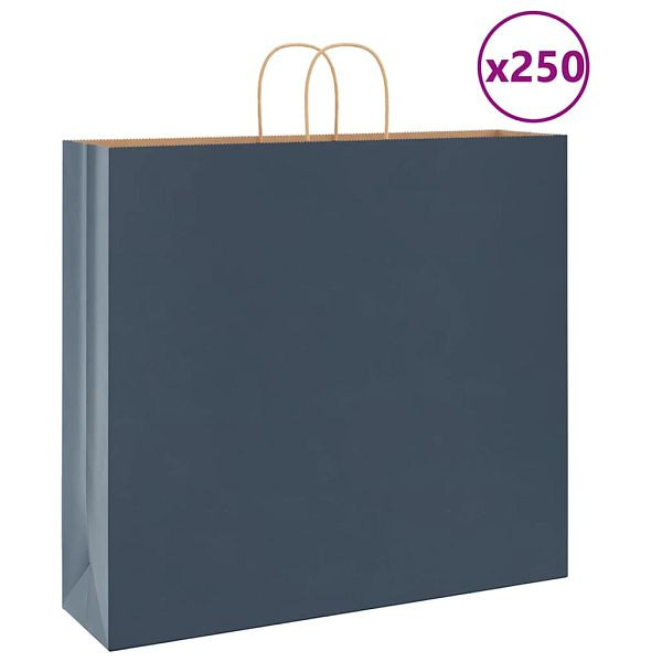 vidaXL Papiertragetaschen 250 Stk. mit Henkeln Blau 54x15x49 cm, 4101710