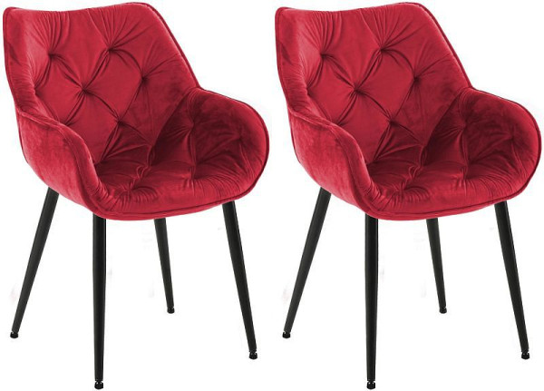 CLP 2er Set Stuhl Tanna Samt, rot, 323978, 4255716317362