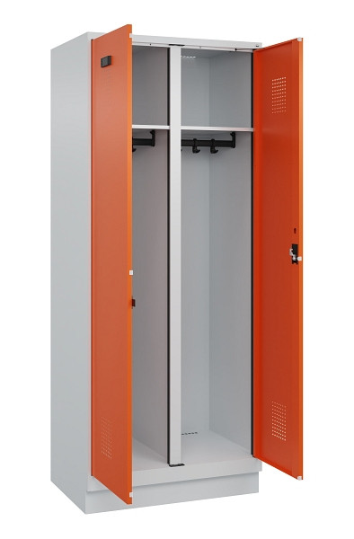 C+P Schwarz-Weiß-Spind Evolo PLUS, mit Sockel, 2 Abteile, 1950x800x500mm, 7035/2, Zylinderschloss, 049022-22 S10029