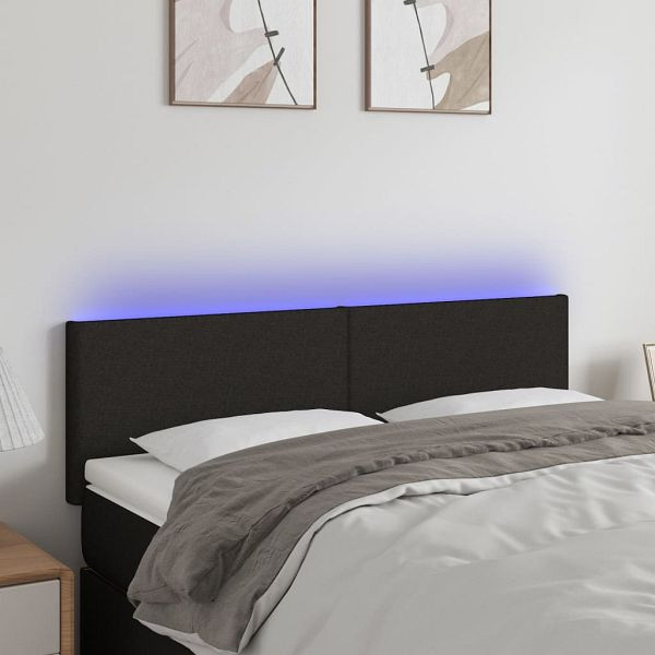 vidaXL LED Kopfteil Schwarz 144x5x78/88 cm Stoff, 3121332