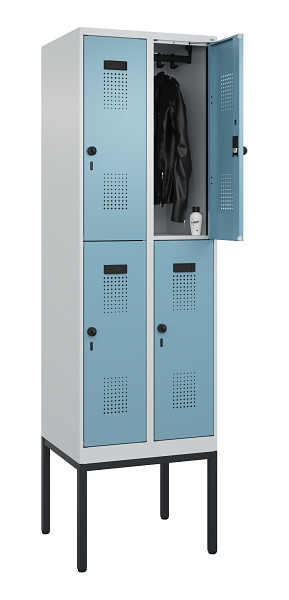 C+P Doppelstock-Spind Evolo PLUS, Gestell, 4 Fächer, 2120x600x500mm, 7035/0010, Drehriegel, 0493307-20 S10009