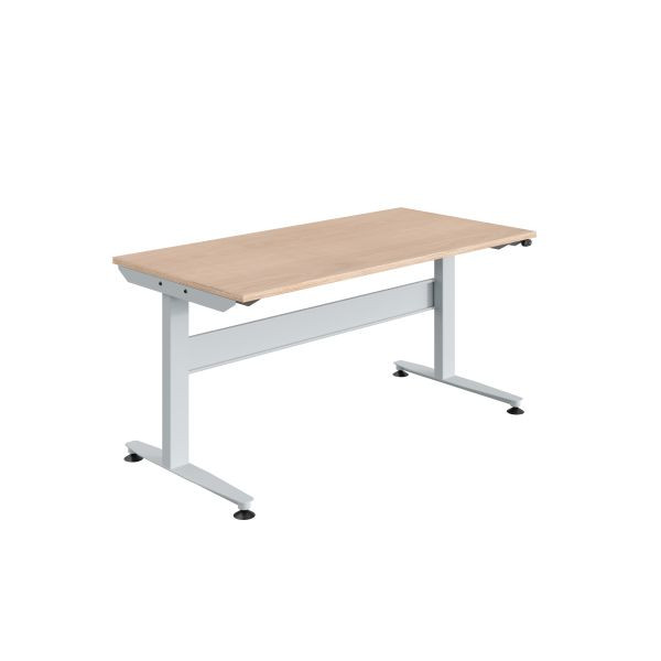 SOFAME REGULOG Arbeitstisch, elektrisch höhenverstellbar, 2000 x 750 x 724 bis 1124 mm, Multiplex-Arbeitsplatte 24 mm, Lichtgrau RAL 7035, W010140006GC