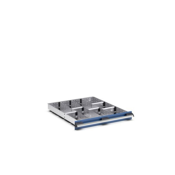 bott cubio Sortiment mit 10 Trennwänden, 3x Trennwand/7x Steckwand, BxTxH: 650x750x52mm, verzinkt, Silber, 43020647.51