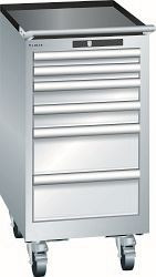 LISTA Schubladenschrank mobil 18x27E (BxTxH) 411x572x840mm KEY Lock, Lichtgrau, 6 Schubladen, Fronthöhen: 50 - 150 mm, 78.427.020