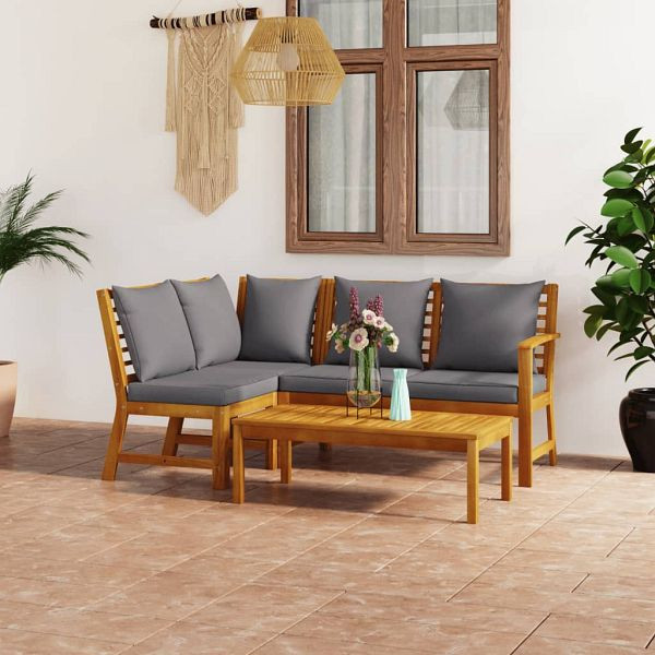 vidaXL 4-teilig Garten-Lounge-Set mit Auflagen Massivholz Akazie, 3057779