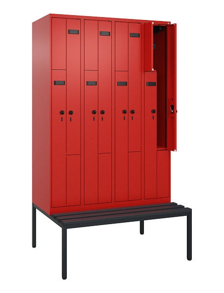 C+P Z-Spind Evolo PLUS, 8 Fächer, 2120x1200x815mm, 3020/3020, Drehriegel, Sitzfläche Kunststoff, Sitzbank, 0490537-408 S10085