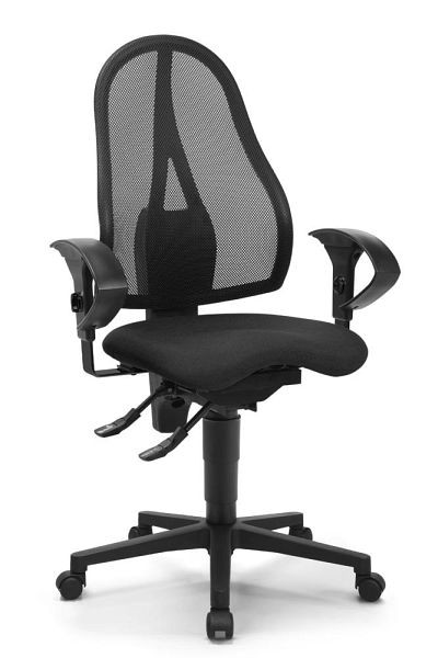 Deskin Bürostuhl SITNESS 40 NET mit Armlehnen, Fußkreuz Polyamid schwarz, Bezug Stoff Basic G, Farbe anthrazit, 357725