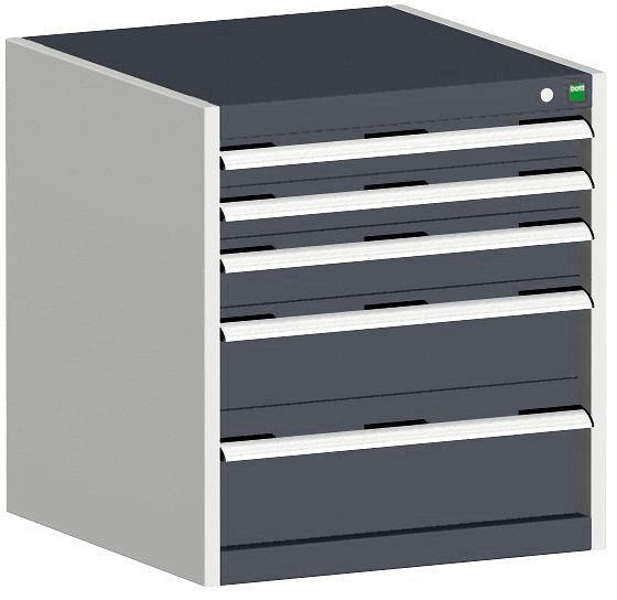 bott cubio Schubladenschrank bestückt mit 5 Schubladen BxTxH: 650 x 525 x 700 mm, RAL 7035/7016, 40011042.19V