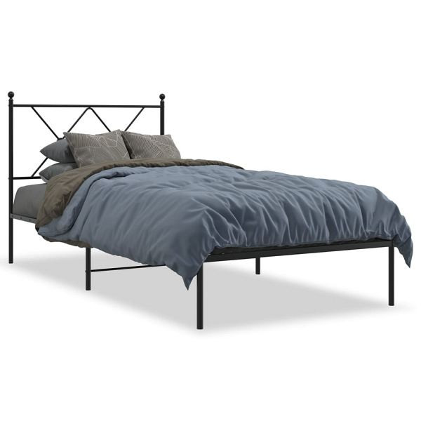 vidaXL Bettgestell mit Kopfteil Metall Schwarz 90x190 cm, 376494