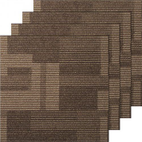 VEVOR Teppichfliesen, 610 x 610 mm, angebrachte Polsterung, weich gepolstert, einfache DIY-Installation (24 Stück gemischtes Braun), KCXFKDT2424YO1I6PV0