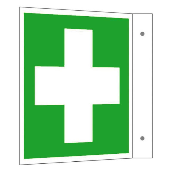 Stein HGS Rettungsschild als Fahnenschild Erste Hilfe, Aluminium, beschichtet, 200 x 200 mm, langnachleuchtend, 15.9213