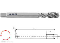 BAER HSSE Maschinengewindebohrer 35° LSP - M 20 x 2,5 - LINKS - DIN 376, 110602017