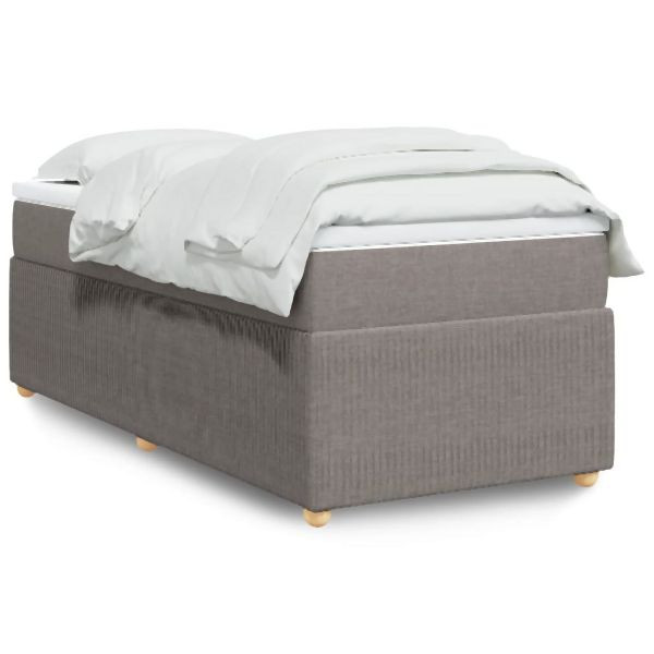vidaXL Boxspringbett mit Matratze Taupe 80x200 cm Stoff, 3285529