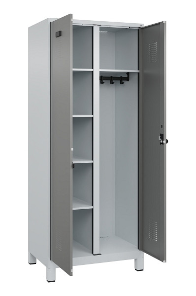 C+P Wäsche-/Garderobenspind Evolo PLUS, mit Füßen, 2 Abteile, 1950x800x500mm, 7, Frontfarbe 0005000 RDS Stahlgrau, Drehriegel, 049610-22 S10014